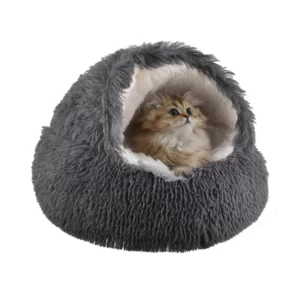 Cama de pelúcia redonda calmante Cat, Cama Pet fofo para gato, Cama quente do cão, Sofá lavável a máquina, Cão pequeno e médio, S-3XL