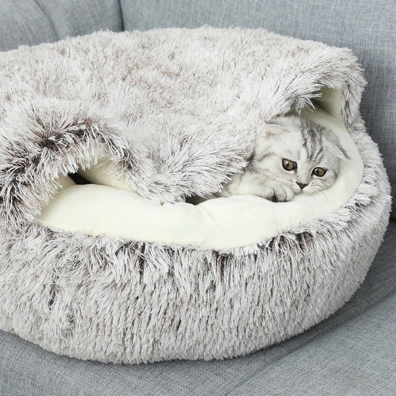 Colch-o-de-gato-semi-fechado-Canil-bonito-do-animal-de-estima-o-Protetor-macio-do-3