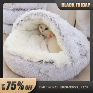 Soft Plush Round Cat Bed Pet Colchão Quente Cesta Confortável Cat Dog 2 em 1 Saco de Dormir Ninho para Cães Pequenos