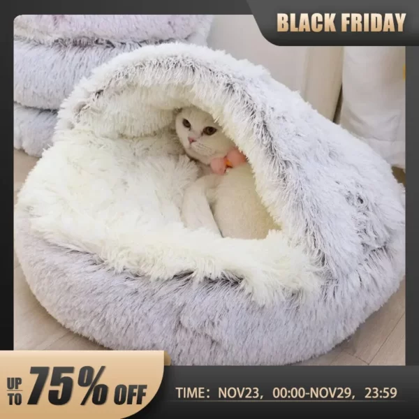 Soft Plush Round Cat Bed Pet Colchão Quente Cesta Confortável Cat Dog 2 em 1 Saco de Dormir Ninho para Cães Pequenos